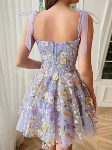 Woochic mini-robe tulle fleurie brodée bustier cocktail